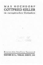 Gottfried Keller im Europaischen Gedanken