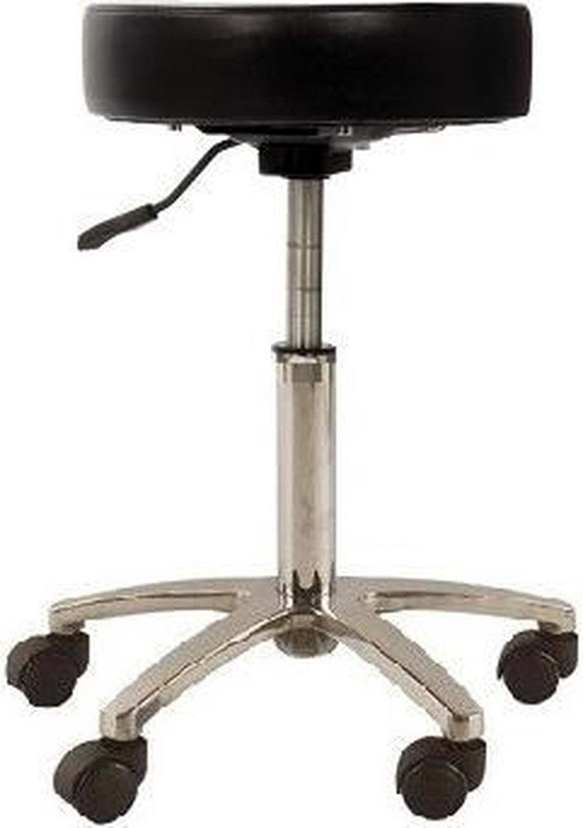 Novicum Cura tabouret zwart met medium gasveer zadelkruk kappersfiets kapperskruk