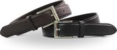 2 pack leren heren pantalon riem - Echt leer - Zwart - Bruin - Safekeepers - Gestikt