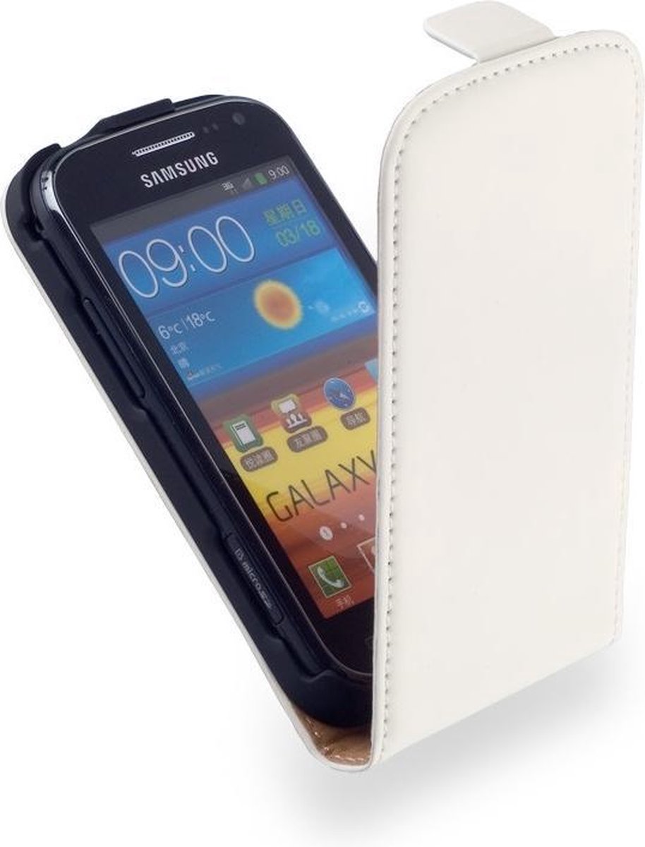 LELYCASE Flip Case Lederen Hoesje Samsung Galaxy Pocket Wit
