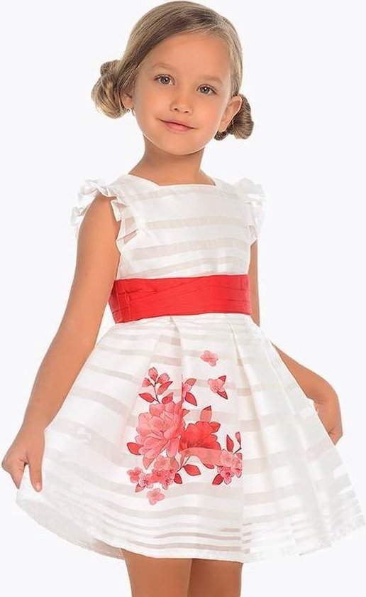 Witte jurk met rode bloemen deals