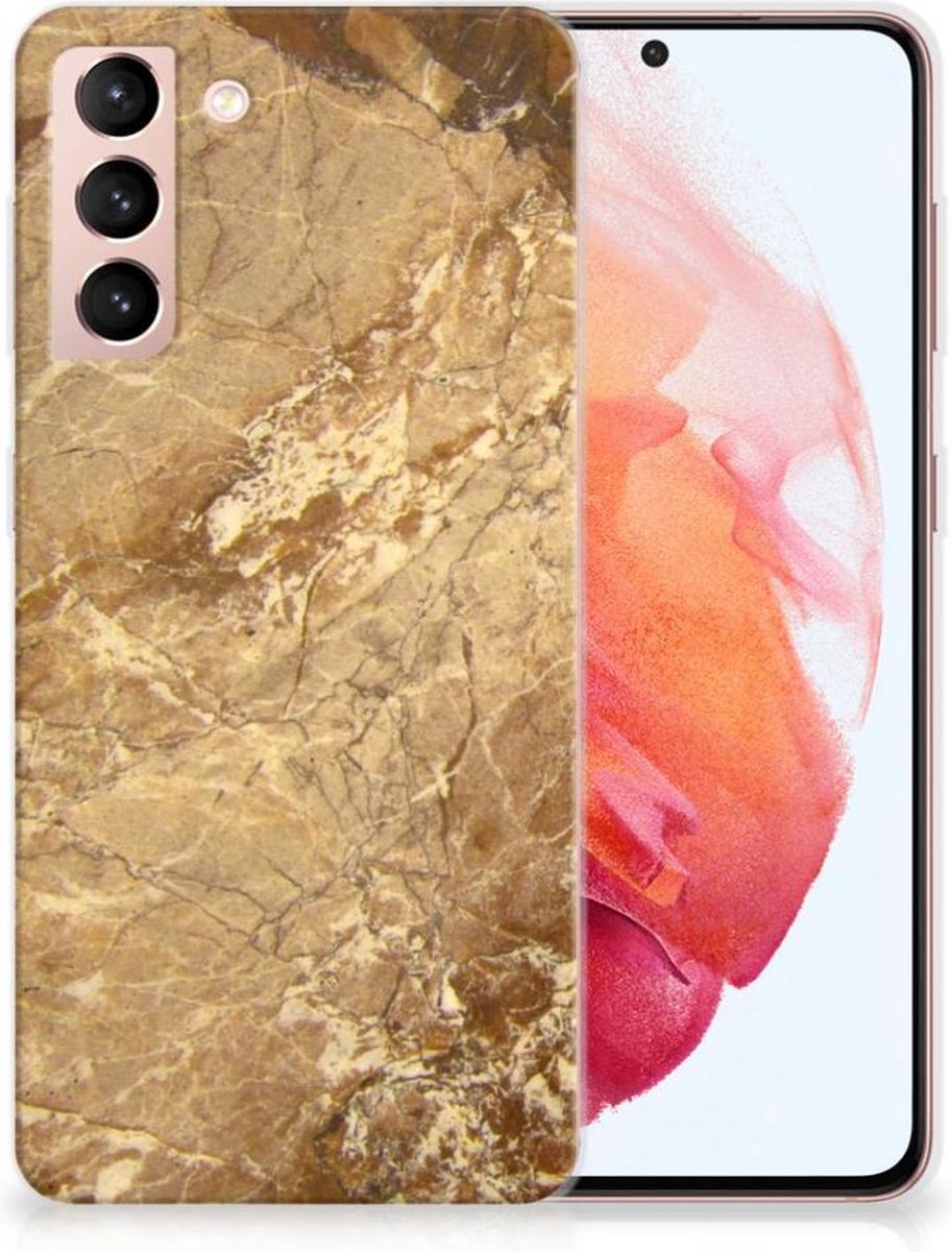 Samsung Galaxy S21 TPU Siliconen Hoesje Marmer Creme