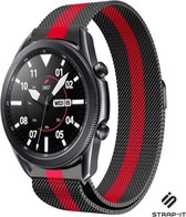 Milanees Smartwatch bandje - Geschikt voor  Samsung Galaxy Watch 3 Milanese band 45mm - zwart/rood - Strap-it Horlogeband / Polsband / Armband