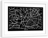 Foto in frame , Plattegrond Berlijn , 120x80cm , Zwart wit , wanddecoratie