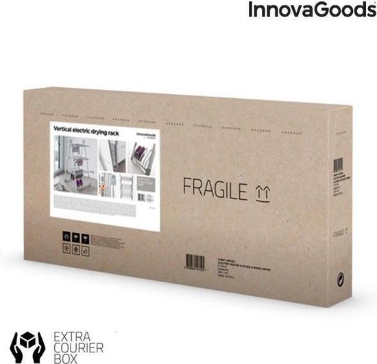 InnovaGoods - Opvouwbaar Elektrisch Kledingdroogrek Verayer 30 Stangen, 300W, Temperatuur max. 50-55 ºC, Inclusief: 4 houders voor het drogen van schoenen
