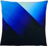 Decolenti | Blue Fade Sierkussenhoes | Blauw | Zwart | Wasbaar | Decoratie | 45cm x 45cm