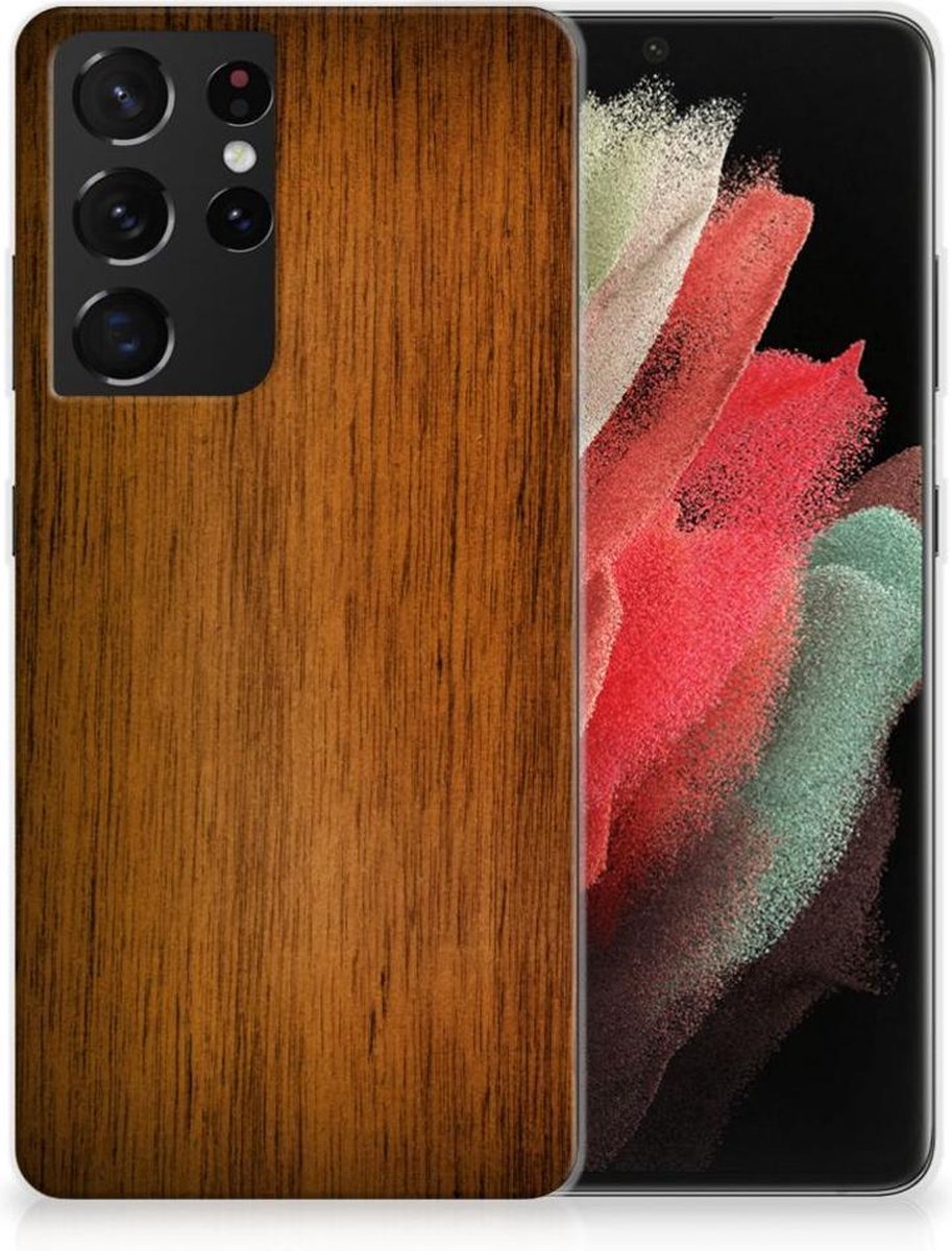 Samsung Galaxy S21 Ultra Bumper Hoesje Donker Hout