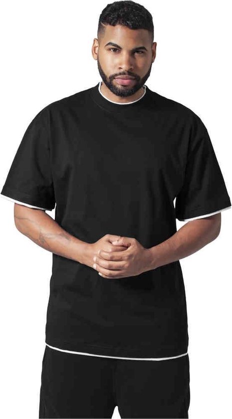 Urban Classics - Contrast Tall Heren T-shirt - 6XL - Zwart/Wit