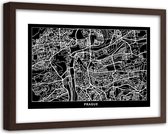 Foto in frame , Plattegrond Praag , 120x80cm , Zwart wit , wanddecoratie