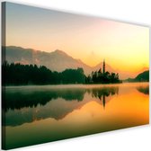 Schilderij Kasteel bij meer, 2 maten, multi-gekleurd, Premium print