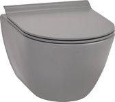 Ben Segno Hangtoilet - Compact Xtra Glaze+ Free Flush - Beton Grijs - WC Pot - Toiletpot - Hangend Toilet - Excl. Toiletbril