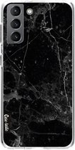 Casetastic Samsung Galaxy S21 4G/5G Hoesje - Softcover Hoesje met Design - Black Marble Print