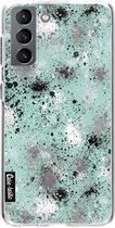 Casetastic Samsung Galaxy S21 4G/5G Hoesje - Softcover Hoesje met Design - Paint Splatter Aqua Print