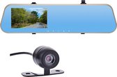 Mirror Dashcam, 4.3"inch  dash cam FULL-HD voor & achter camera, inclusief achteruitrijcamera, binnenspiegel camera