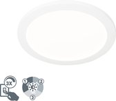 QAZQA steve - Moderne Dimbare LED Plafondlamp met Dimmer voor badkamer - 1 lichts - Ø 300 mm - Wit - Woonkamer | Slaapkamer | Keuken