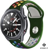 Strap-it Siliconen sport bandje - geschikt voor Samsung Galaxy Watch 3 45mm / Galaxy Watch 1 46mm / Gear S3 Classic & Frontier - legergroen/kleurrijk