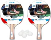 Set de Tennis de table avec 2x raquettes 3 étoiles + 12x balles de ping-pong / ping pong blanches 4 cm - speelgoed sportifs d'intérieur et d'extérieur