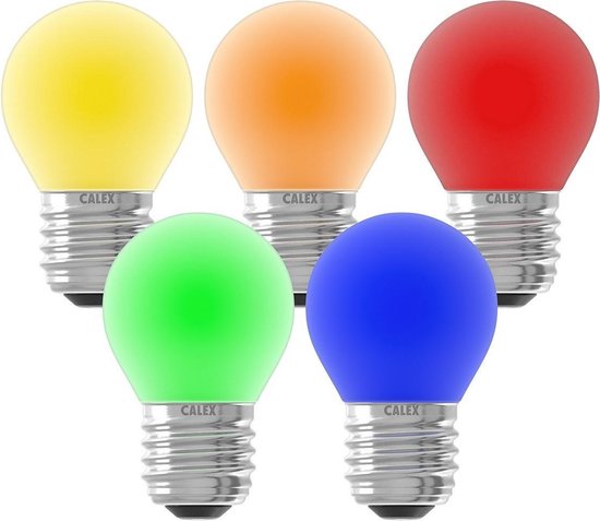 Gekleurde LED kogellamp - 5-pack - E27 - 1W - 240V | bol.com