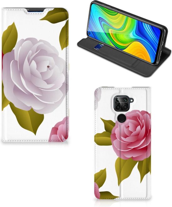 Telefoon Hoesje Cadeau voor haar Xiaomi Redmi Note 9 Wallet Flip Case Roses