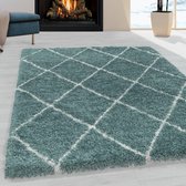 Tapijtenloods Harmony Soft Shaggy Hoogpolig Vloerkleed Blauw / Turquoise- 80x250 CM