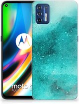 Telefoon Hoesje Motorola Moto G9 Plus Siliconen Hoesje Painting Blue