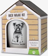 Mok - Hond - Cadeau - Yorkshire Terrier - Gevuld met een verpakte toffeemix - In cadeauverpakking met gekleurd lint