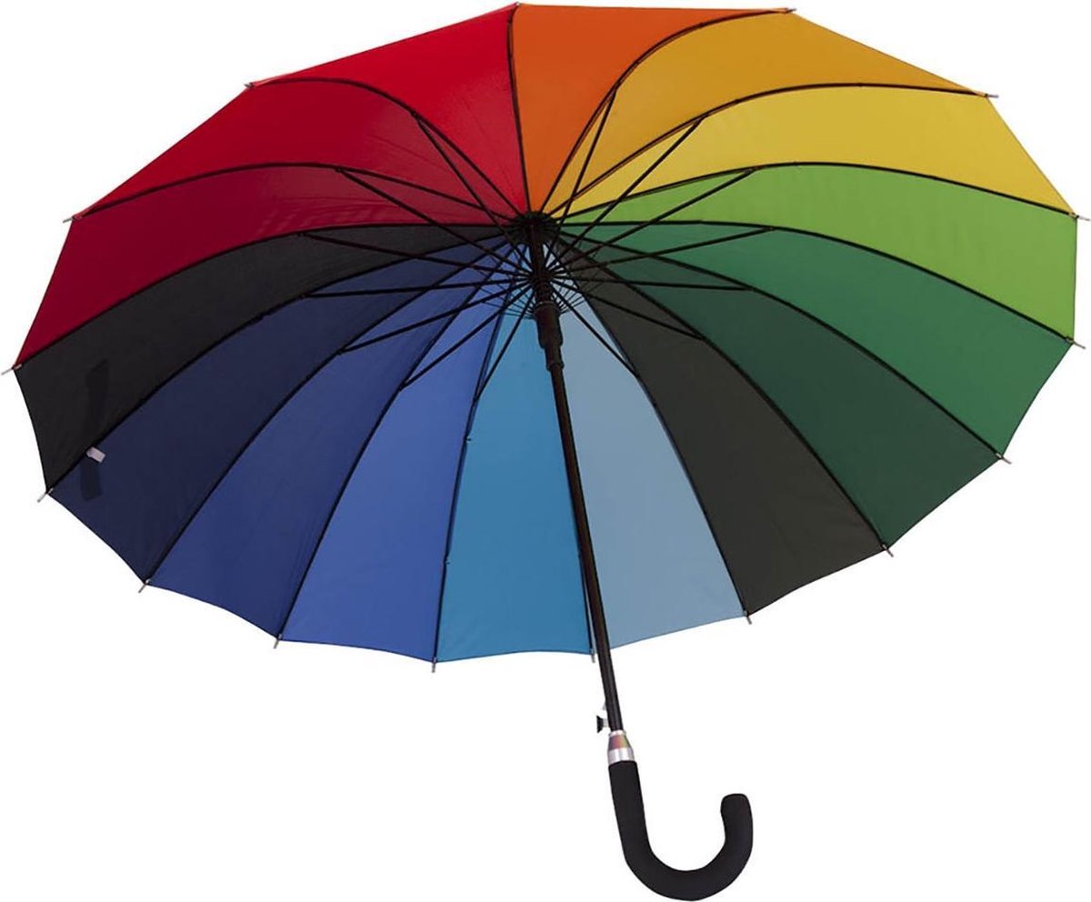 Biggbrella U45 Stormparaplu - Ø112cm - Rubberen handvat - Regenboogkleur - BiggDesign