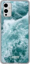 6F hoesje - geschikt voor OnePlus 9 -  Transparant TPU Case - Whitecap Waves #ffffff