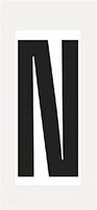 Letter stickers alfabet - 20 kaarten - zwart wit teksthoogte 150 mm Letter N