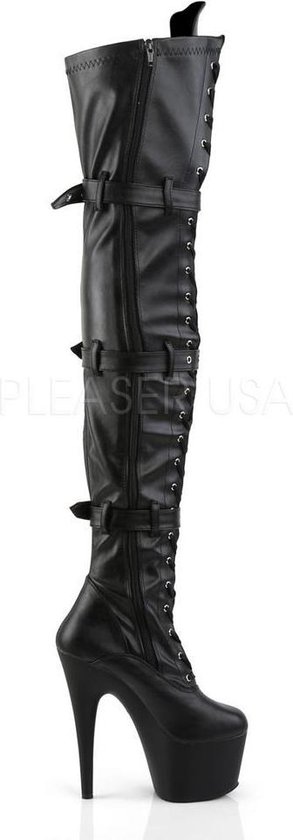 Adore-3028 plateau overknee laars met gespen en stiletto hak mat zwart -  (EU 39 = US... | bol.com