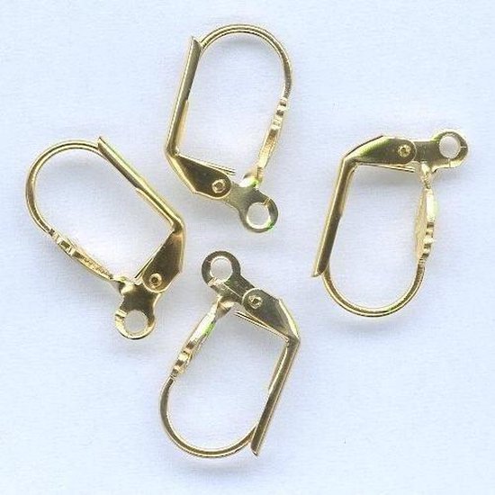 Ear wire with open ring, Gold, 4pcs