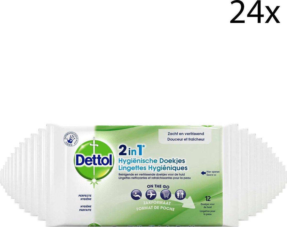 Dettol - Hygienische Doekjes - 2 in 1 - 12 stuks x 24 - Dettol