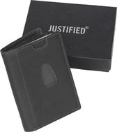 Justified Bags® Leather Nappa 12 Card Holder Black Coins Pocket Inside + Box