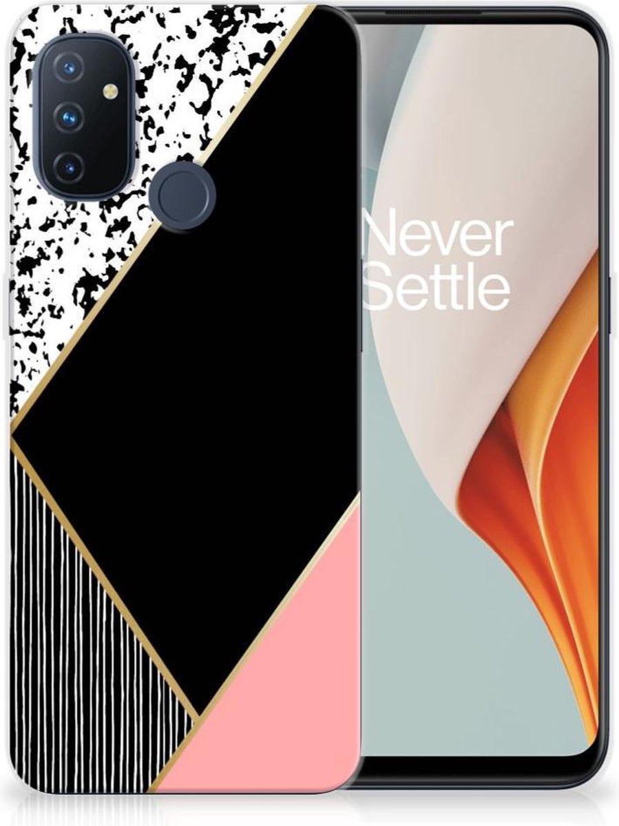OnePlus Nord N100 TPU Hoesje Zwart Roze Vormen