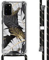 iMoshion Design hoesje met koord voor de Samsung Galaxy S20 Plus - Bladeren - Zwart / Goud