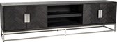 TV-dressoir rechthoek zwart/zilver 220 cm (r-000SP35238)