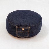 Meditatiekussen jeans donker - 33x17 - Boekweit - Katoen - Donker blauw