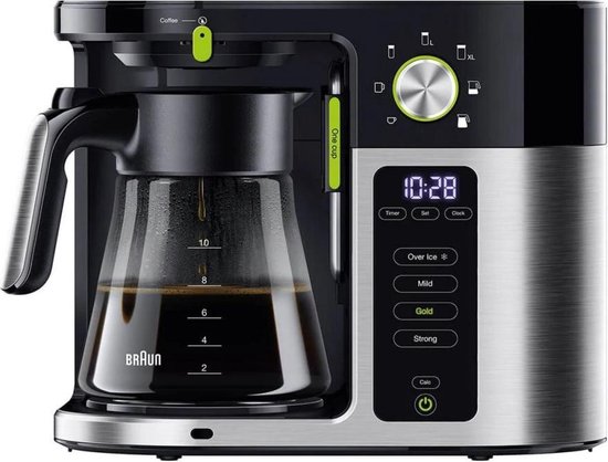 Opties voor koffiebereiding - Braun 8021098320506 - Braun KF9050BK MultiServe Koffiezetapparaat Zwart/RVS