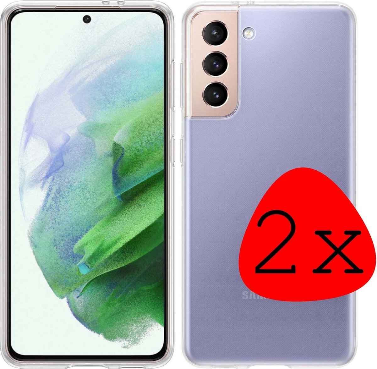 Hoesje 2 Stuks - Geschikt voor Samsung Galaxy S21 Plus - Sterk & Shockproof - Case Siliconen - Back Cover - Telefoon Hoes - Transparant
