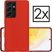Samsung Galaxy S21 Ultra Hoesje Cover Siliconen Case Hoes Rood - 2x