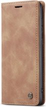 Samsung Galaxy S21 Bookcase hoesje - CaseMe - Effen Tan - Kunstleer