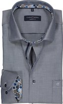CASA MODA comfort fit overhemd - blauw met wit diamant structuur (contrast) - Strijkvrij - Boordmaat: 40