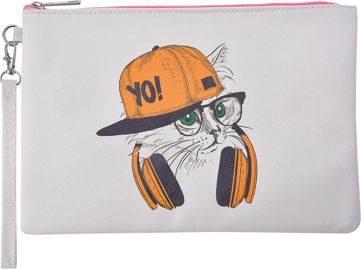 Melady Toilettas Dames 28x18 cm Wit Kunststof Rechthoek Kat