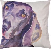 Clayre & Eef Kussenhoes 43*43 cm Grijs Wit Polyester Vierkant Hond Sierkussenhoes Kussen hoes