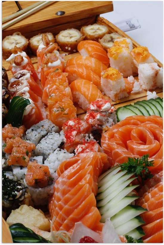 Poster – Boot gevuld met Sushi - 60x90cm Foto op Posterpapier