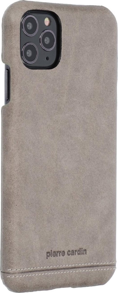 Grijs hoesje van Pierre Cardin - Backcover - iPhone 11 Pro Max - Genuine leather - Echt Leer