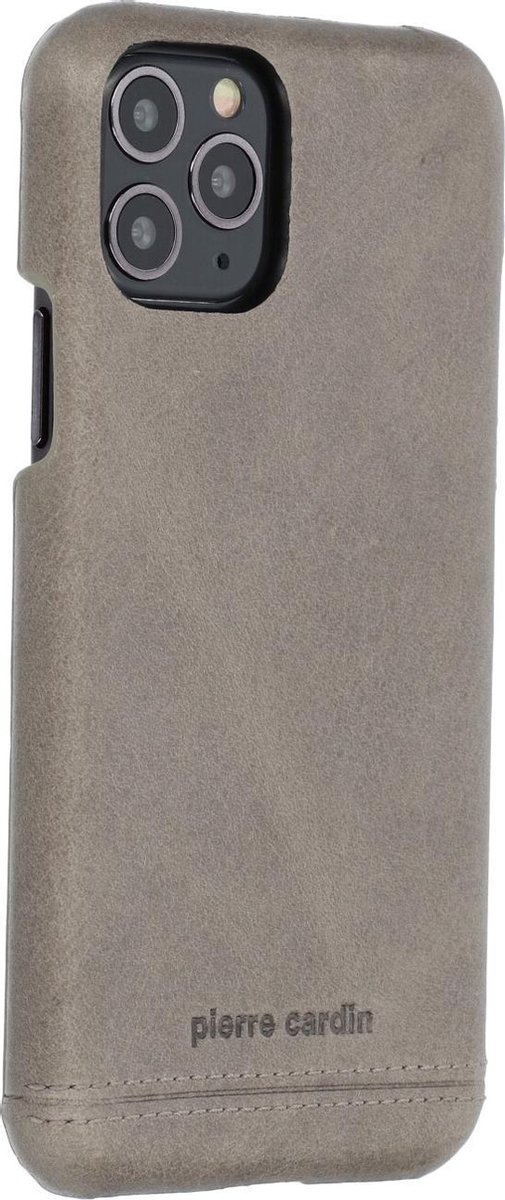 Pierre Cardin Apple iPhone 11 Pro Telefoonhoesje van Leer met Grijze Achterkant - Bescherm je Telefoon!