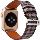 Apple Watch leren bandje Lattice met klassieke zilverkleurige gesp 42mm-44mm beige - blauw - bruin Watchbands-shop.nl