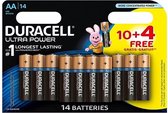 Duracell batterijen Ultra Power AA, blister van 10+4 stuks
