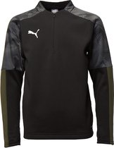 Puma Winterized Cup Voetbaltop / Sporttrui - Met Rits - Zwart/Groen Kinderen - Maat 176